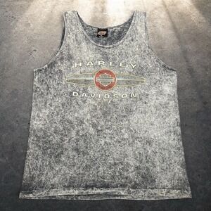 Vintage Harley Davidson Acid Wash Tank Top Grey Biker Skater Retro Size Large
